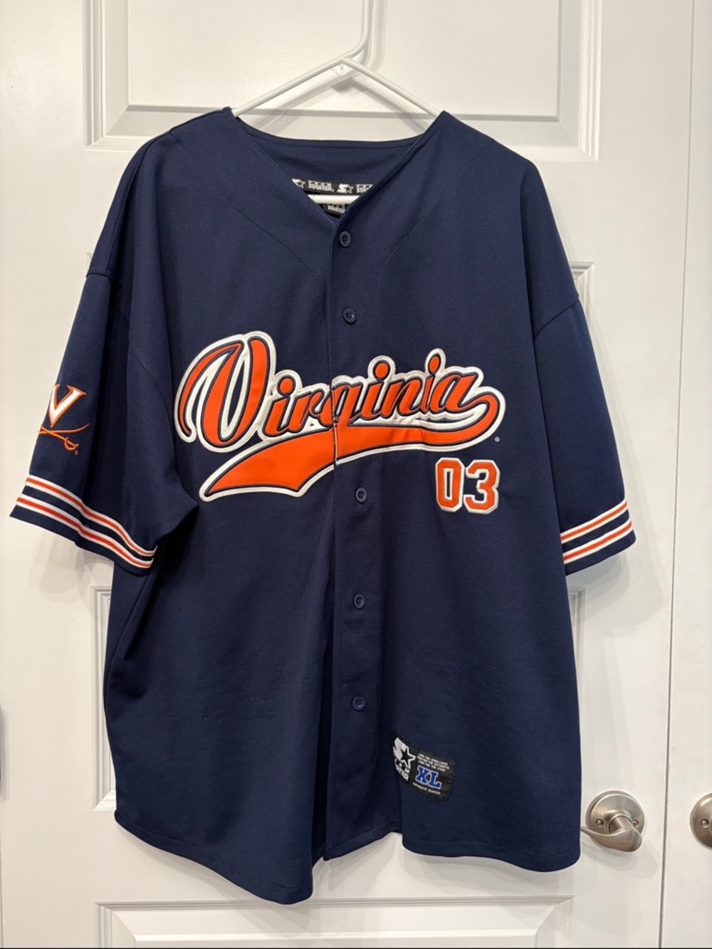 Virginia Cavaliers XL Baseball Jersey Navy with Orange Script